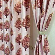 Luxury Gloss Door Curtain (Set of 3, 9 Feet, Pink)