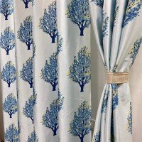 Luxury Gloss Door Curtain (Set of 3, 9 Feet, Blue)