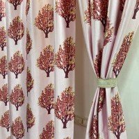 Luxury Gloss Door Curtain (Set of 4, 7 Feet, Pink)