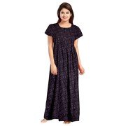 Women's Soft Pure Cotton Half sleeve Nighties ( Set of 3, Blue/Black/Maroon, Free Size)