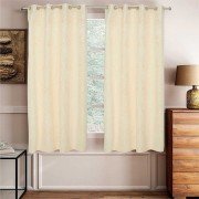 Shiny Velvet Window Curtain (Set of 3, 5 feet, Cream)