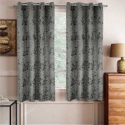 Shiny Velvet Window Curtain (Set of 3, 5 feet, Light Grey)