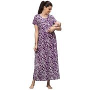 Women's Maternity Feeding Nighty( Set of 3, Red/Purple/Orange, Free Size)