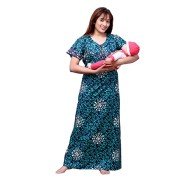 Women's Maternity Feeding Nighty( Set of 3, Pink/Blue/Green, Free Size)