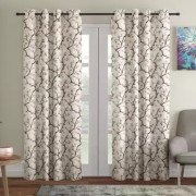 Long crush printed Door Curtain (Set Of 3, 9 feet, Brown)