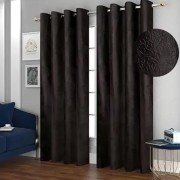 Soft Tree Punch Door Curtain (Set of 2, 9 feet, Brown)