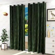 Soft Tree Punch Door Curtain (Set of 2, 9 feet, Green)