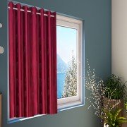 Soft Tree Punch Window Curtain (Set of 4, 5 feet, Red)