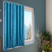 Soft Tree Punch Window Curtain (Set of 4, 5 feet, Aqua Blue)