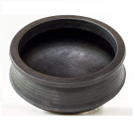 Deep curved Curry clay pot Deep burned black Large with free Ash powder