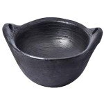 Curved Clay Kadaai/frying pan Deep burned black Medium with free Ash powder