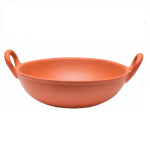 Curved Clay Kadaai/frying pan traditional brown Medium with free Ash powder