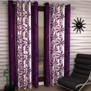 Knitting Long Door Curtain (Set of 3, 9 Feet, purple)