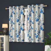 Long crush printed Window Curtain (Set Of 5, 5 feet, Blue)