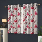 Long crush printed Window Curtain (Set Of 5, 5 feet, Pink)