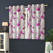 Long crush printed Window Curtain (Set Of 5, 5 feet, Purple)