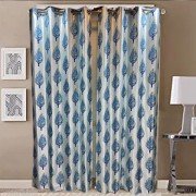 Luxury Gloss Door Curtain (Set of 4, 7 Feet, Blue)