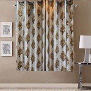 Luxury Gloss Window Curtain (Set of 5, 5 Feet, Gold)