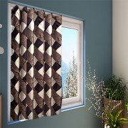 Knitting Window Curtain (Set of 6, 5 Feet, Brown)