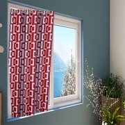 Knitting Window Curtain (Set of 6, 5 Feet, Maroon)