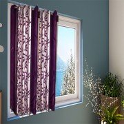 Knitting Window Curtain (Set of 6, 5 Feet, Purple)