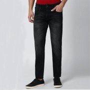 Men Black Pattern Slim Fit Jeans