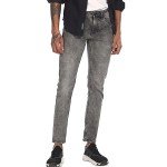 Men Greyish Black Slim Fit  Acid Washed Jeans