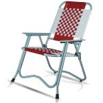 Foldable Stripe Chair with Arm Rest (Red)