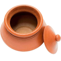 Traditional Clay Buttermilk pot with lid medium with free Ash powder
