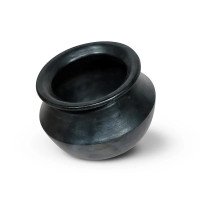 Rice clay pot deep burned black medium with Ash powder 