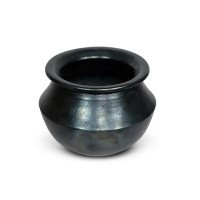Rice Clay Pot Deep Burned black large with free Ash powder