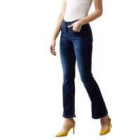 Women Bootcut Faded Dark Blue Mid Rise Jeans