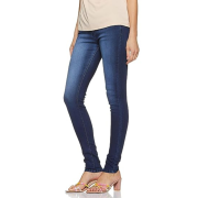 Women Strait Faded Dark Blue Mid Rise Jeans